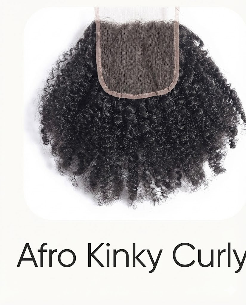 Afro Kinky Curly Lace Closure Human Hair Piece | 4C Natural Texture Finish
