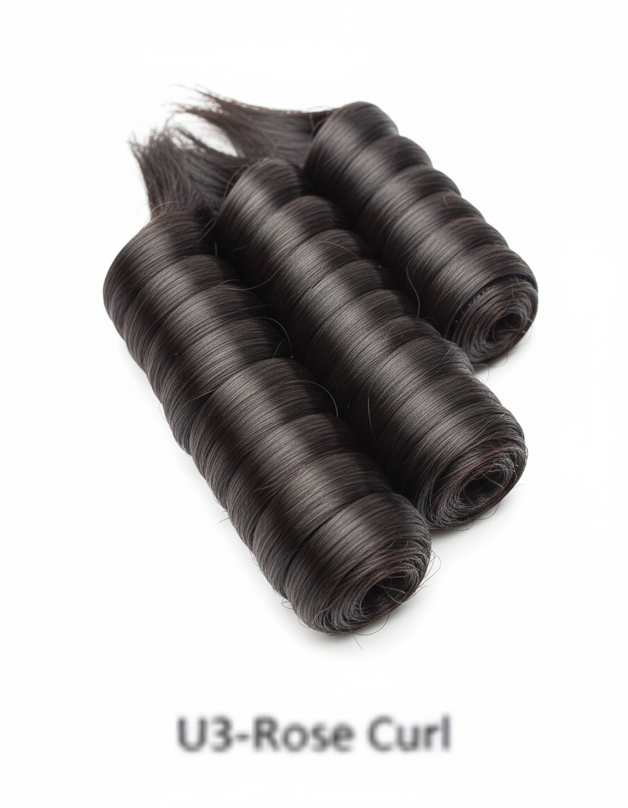 Silky Straight Edge U3-Rose Curl Weave Hair Bundle